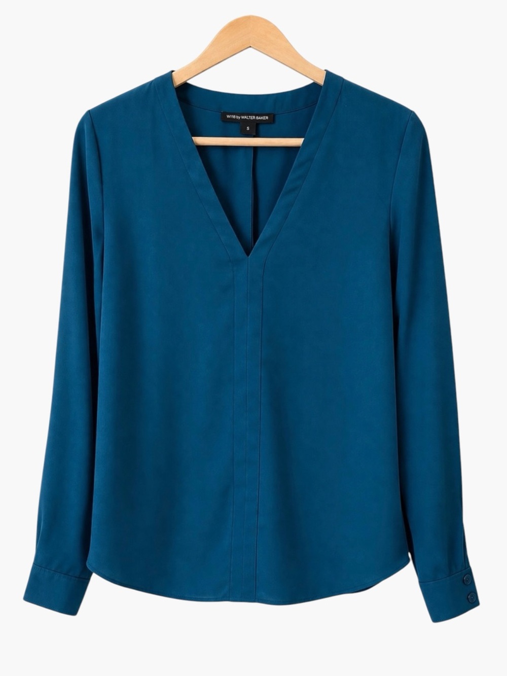 W118 by Walter Baker Teal Blue Surplice Back Blouse S
